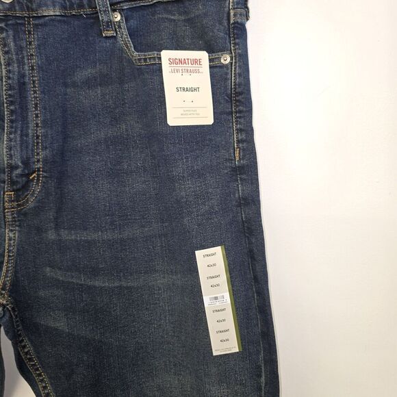 42x30 Dark Wash Signature by Levi Strauss & Co Men's Jeans (C46) - Picture 3 of 6